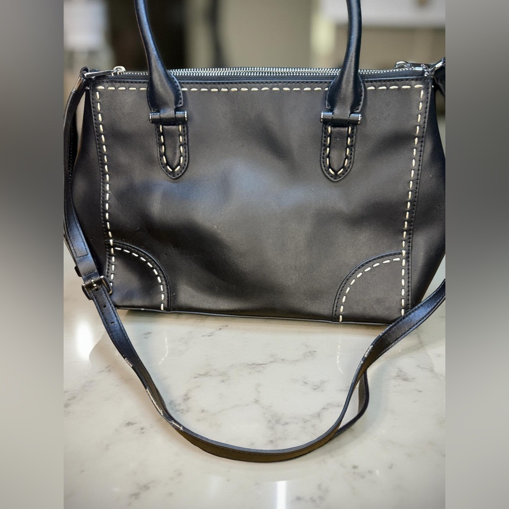 Ralph Lauren Black Satchel with White Stitching - Picture 2 of 9